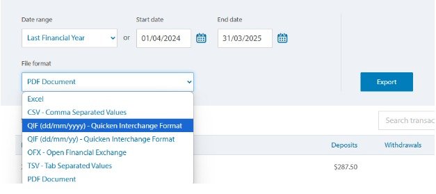 Step 5: Click on the third option (QIF (dd/mm/yyyy) - Quicken Interchange format.